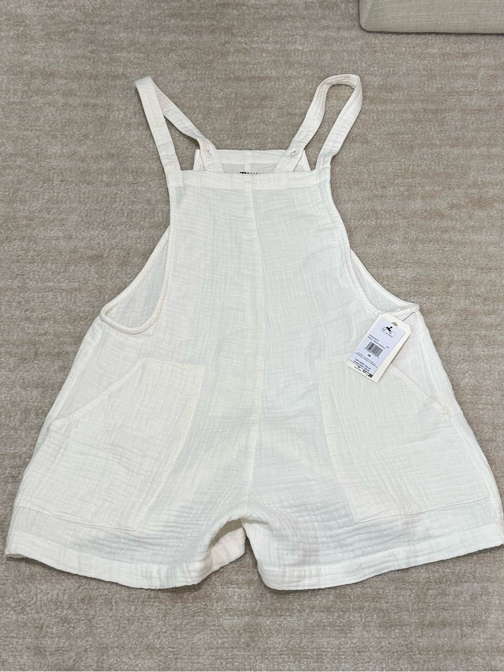 Billabong Cream Gauze Overalls Romper